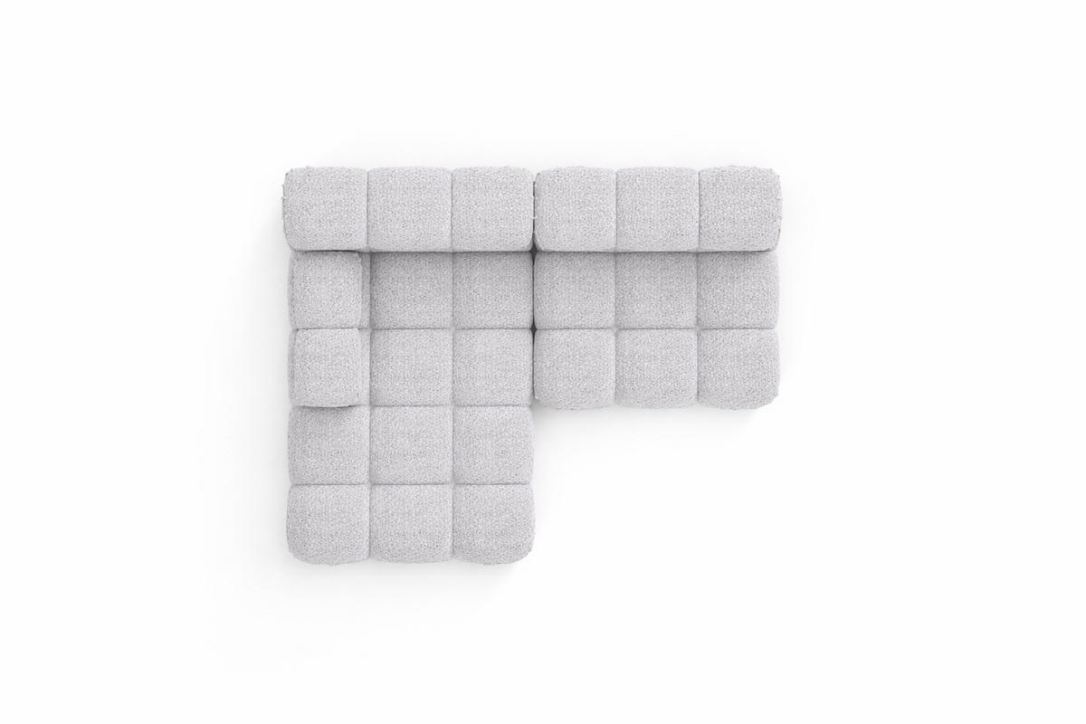 ECKSOFA L-Form Mini II Modular, Bouclé-Stoff Abriamo, Hellgrau, Links, Selia - Hellgrau, Holz (190/160cm) - Kaiser Möbel