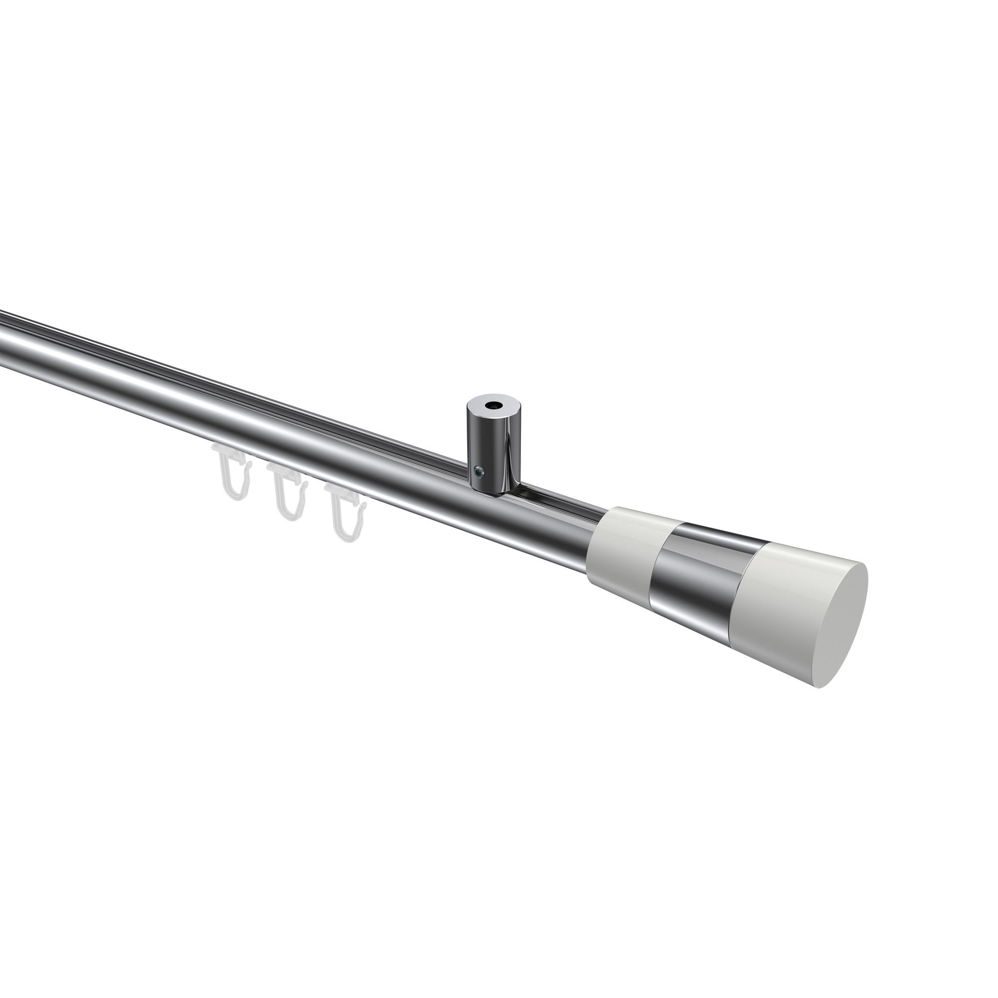 GARDINENSTANGE INNENLAUF Sonius Tanara 180 cm, 1-läufig, 20 mm Ø Chrom - Chromfarben/Weiß, Metall (180cm) - INTERDECO