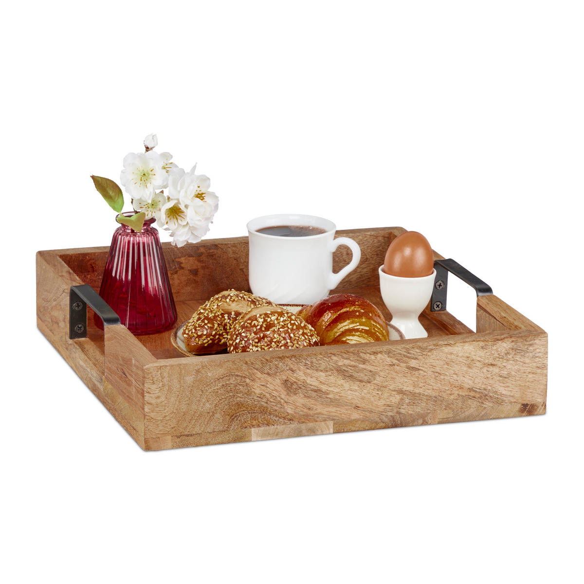 TABLETT - Hellbraun, Holz/Metall (35/7.5/35cm) - Relaxdays