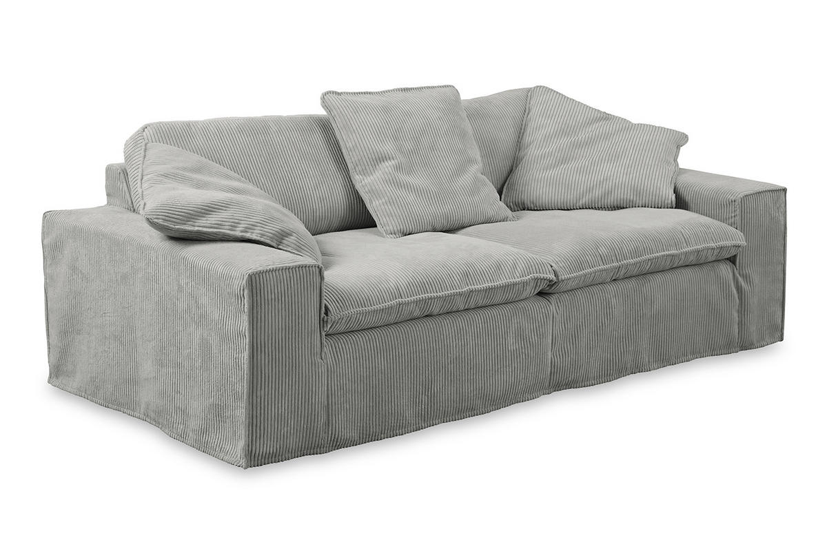 SOFA NETTA Grau Cord - Braun/Grau, Birkenholz/Textil (226/90/116cm) - KAWOLA