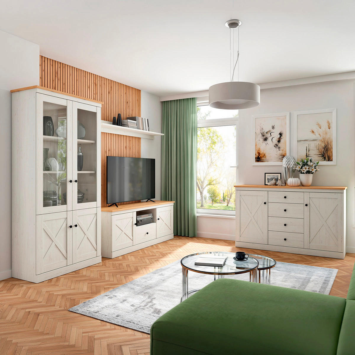 SIDEBOARD Victoria Weiß und Holz - Weiß, Holzwerkstoff (153/93/43cm) - Petits-meubles
