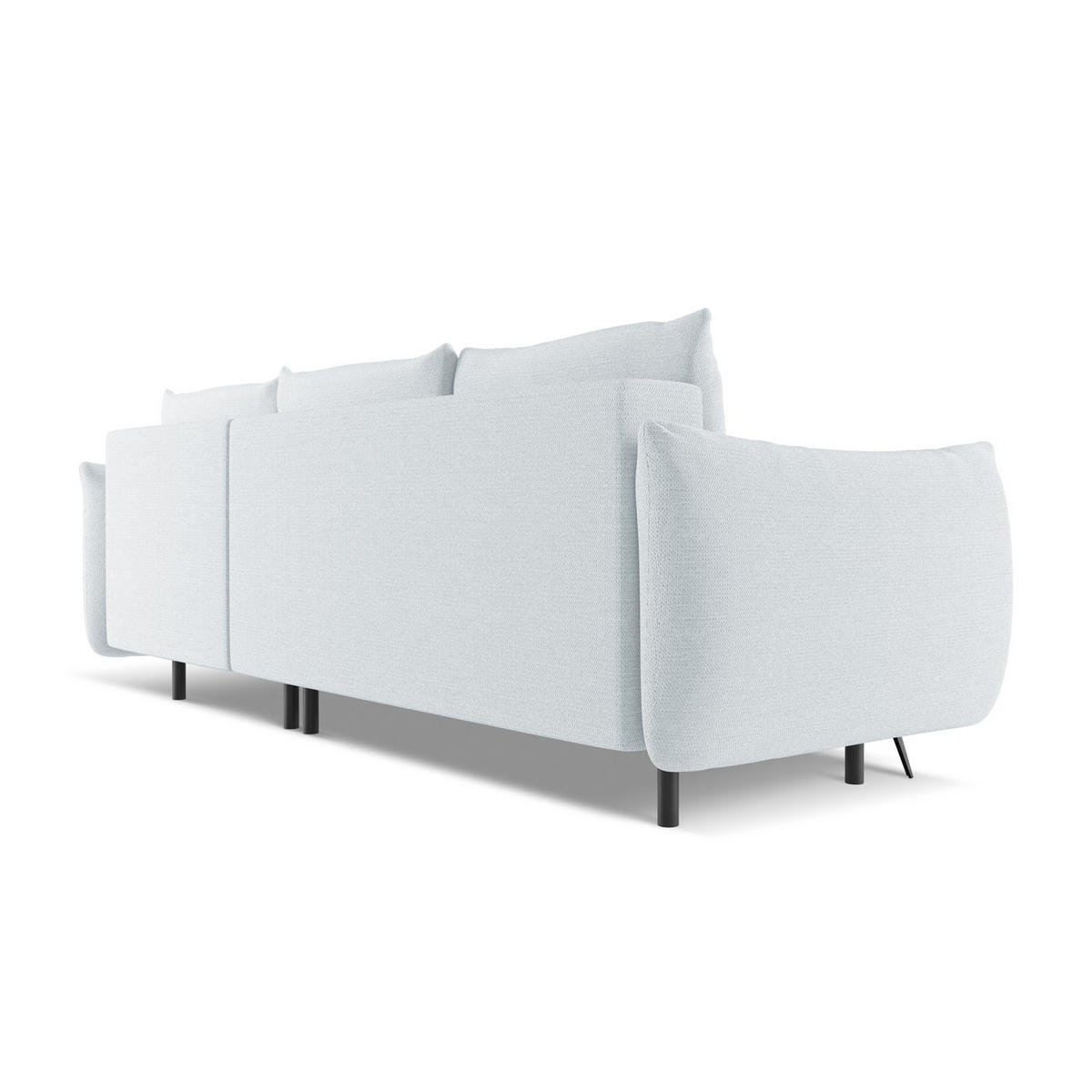 ECKSOFA mit Schlaffunktion Chenille Stoff Blau - Blau/Schwarz, Textil/Metall (242/162cm) - LaMiaSofa