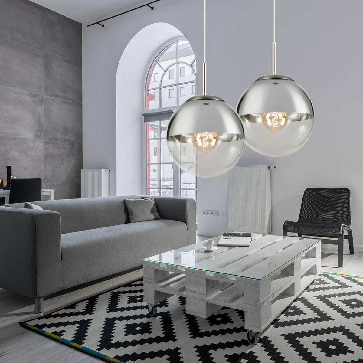 LED HÄNGELAMPE VARUS Silber Transparent - Silberfarben, Glas (30/30/120cm) - Globo Lighting