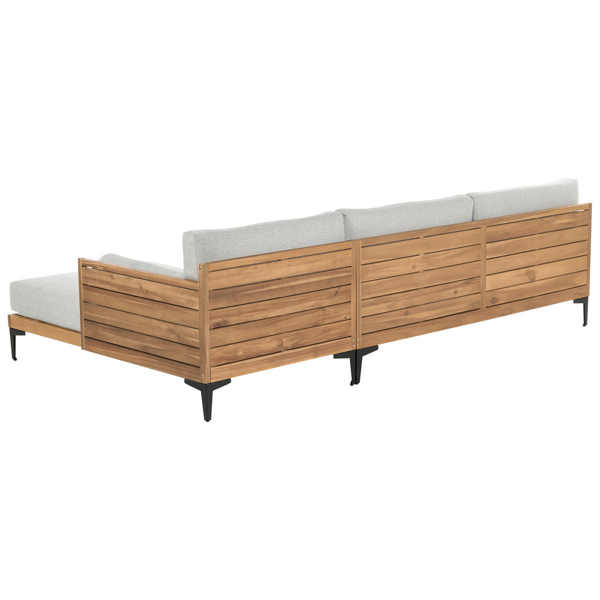 GARTEN-ECKSOFA 4-Sitzer Grau Cavezzo - Hellbraun/Schwarz, Holz (254/77/150cm) - Beliani