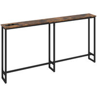 KONSOLENTISCH, Flurtisch mit Integrierte Ladestation, Stahlbeine Rustikal-Braun - Braun, Holzwerkstoff (160/20/80cm) - HOMCOM