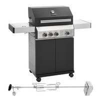 GASGRILL BLACK 3+1 Set mit Drehspieß - Schwarz, Metall (128/114/55cm) - TAINO