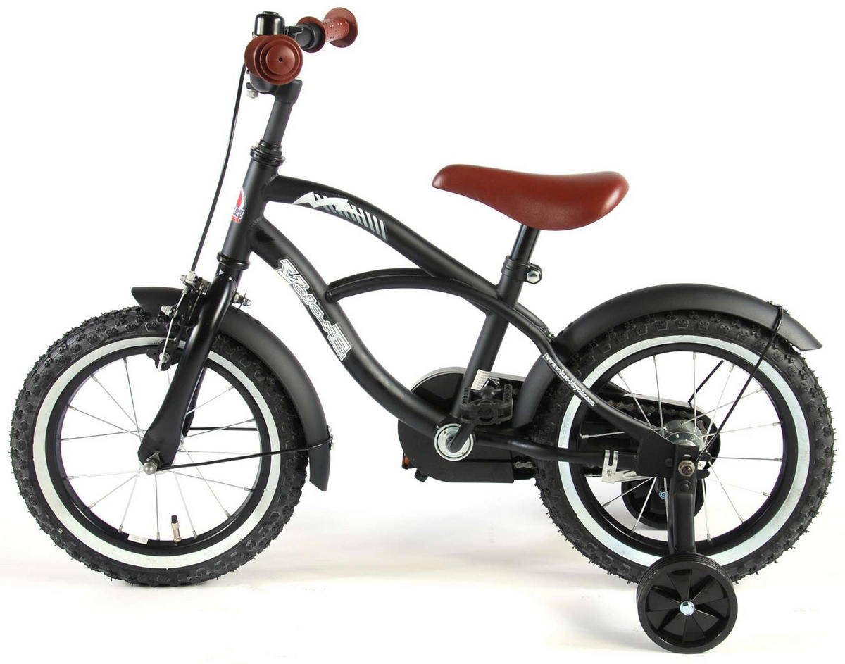 KINDERFAHRRAD Black Cruiser - Jungen - 14 Zoll - Rücktritt + Handbremse - Schwarz - Schwarz, Metall (57cm) - TPFSports