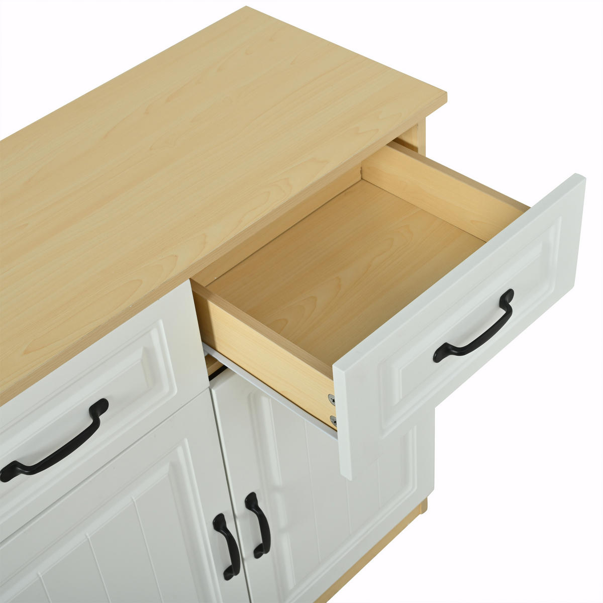 SIDEBOARD Weiß Naturfarben 160/35/80 cm - Weiß, Holzwerkstoff (160/80/35cm) - PANGIVO