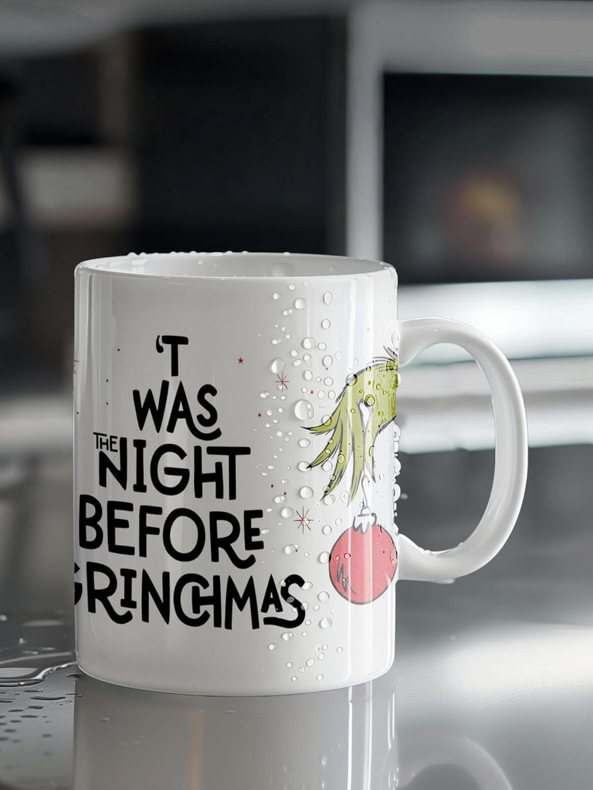 KAFFEEBECHER The Grinch Twas the night before Grinchmas Weiß 320 ml - Weiß, Keramik (0.32L) - United Labels