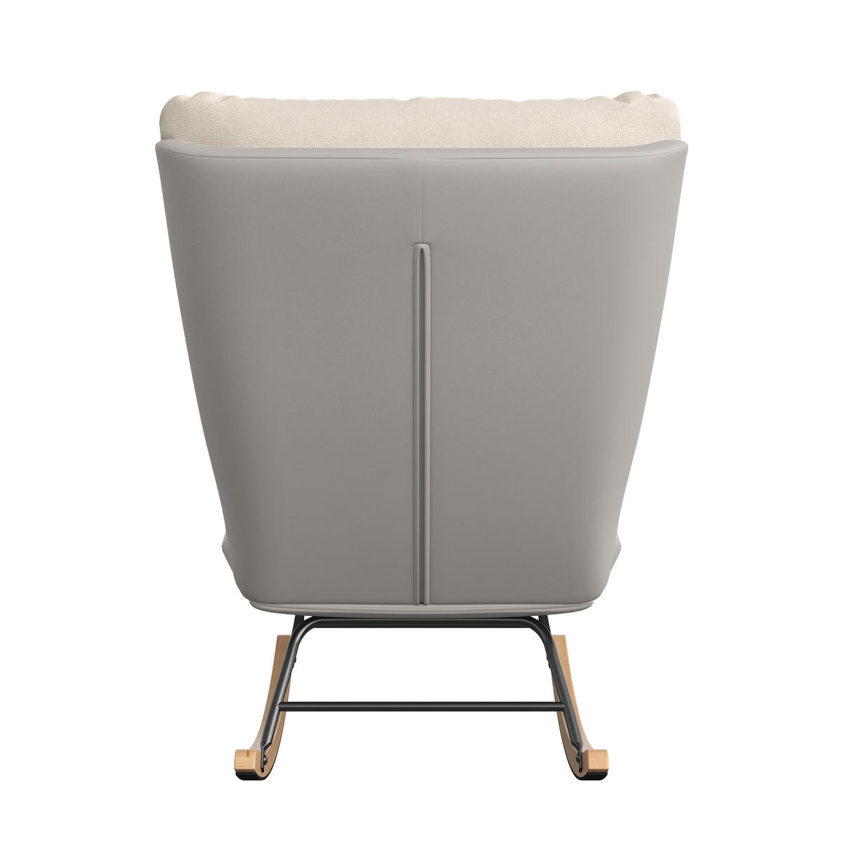 SCHAUKELSTUHL, Metallgestell, geräuschlose Holzbeine, abnehmbare Kissen, Leinen+technisches Tuch, Beige - Beige, Textil (72/93/83cm) - WoodenAura