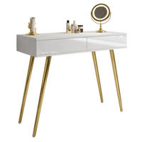 KONSOLE SIENNA GOLD mit Schubladen auf goldenen Beinen PUSH OPEN - Weiß Hochglanz, Holzwerkstoff (100/81/42cm)