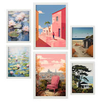 POSTER Set Mit 6 Entspannende Ruhe In Vielseitiger Stil A3 & A4 Weißer Rahmen - Weiß, Papier (29/3cm) - Nacnic