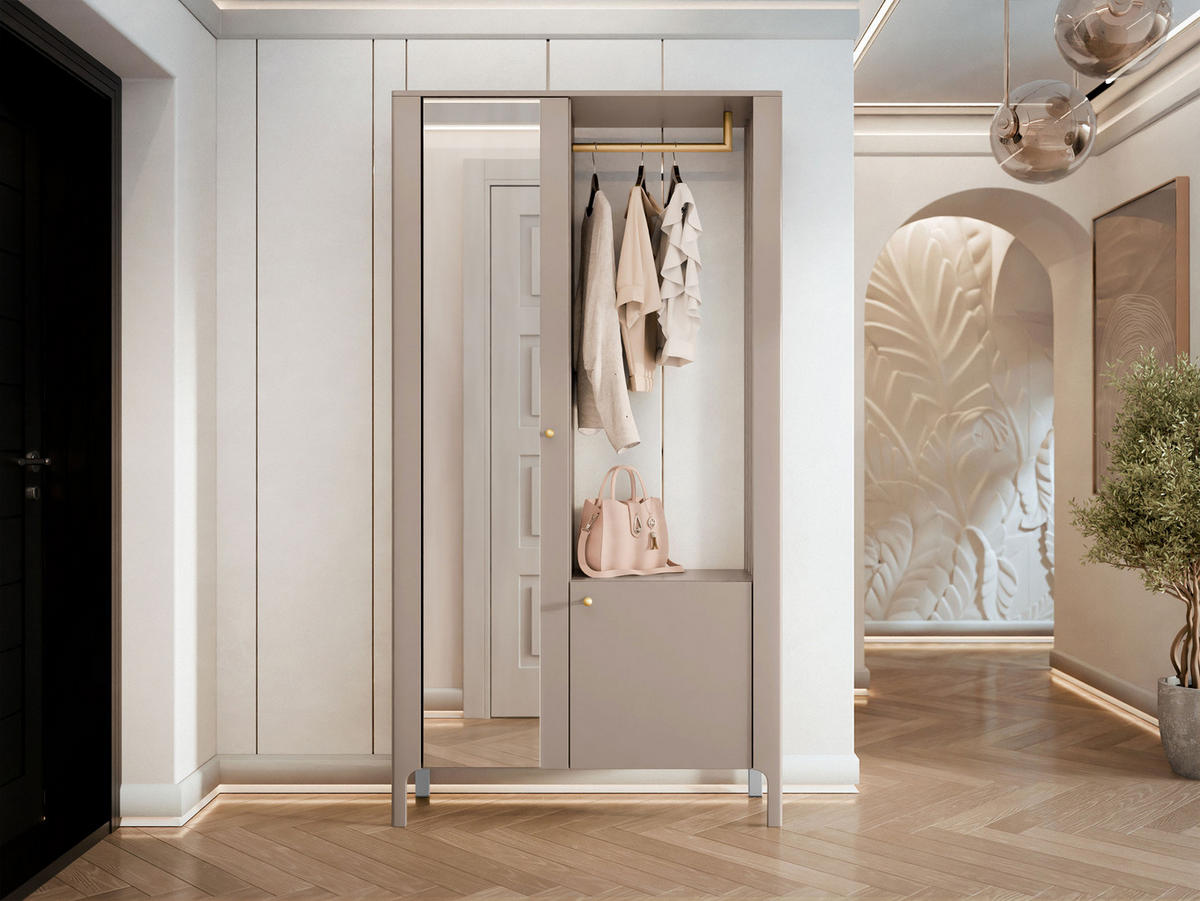 GARDEROBE-SET Malumi - Kaschmir/Goldfarben, Holzwerkstoff/Metall (105/197/33cm) - MIRJAN24