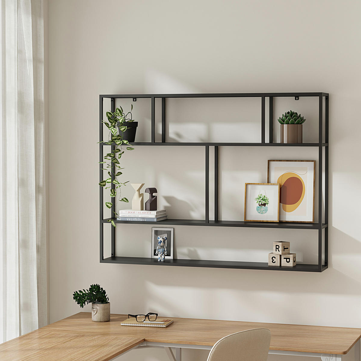 WANDREGAL Jämijärvi - Schwarz, Metall (120/90/18cm) - [en.casa]