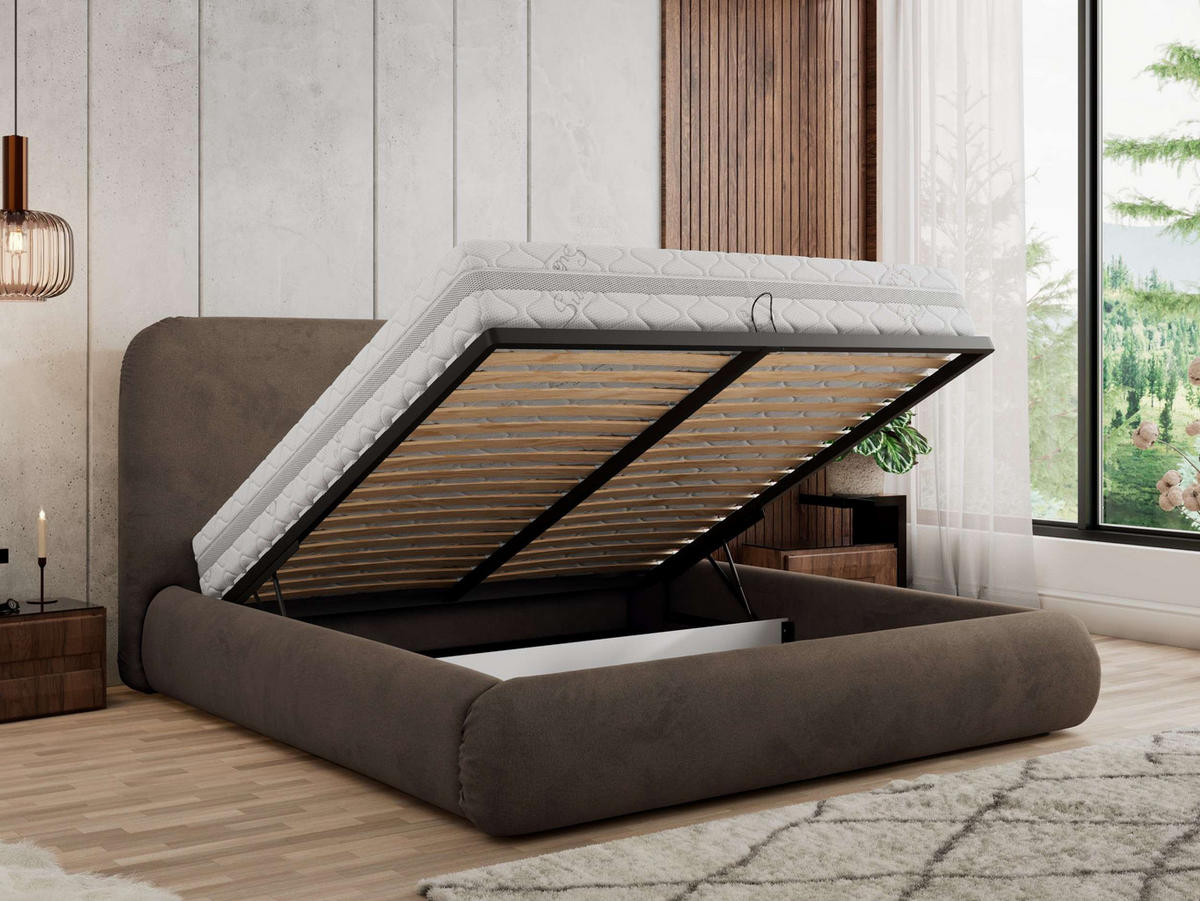 POLSTERBETT BENEA CLASSIC 140/200 - Braun Velvet - Pocket-Matratze - Braun, Textil (140/200cm) - MKS