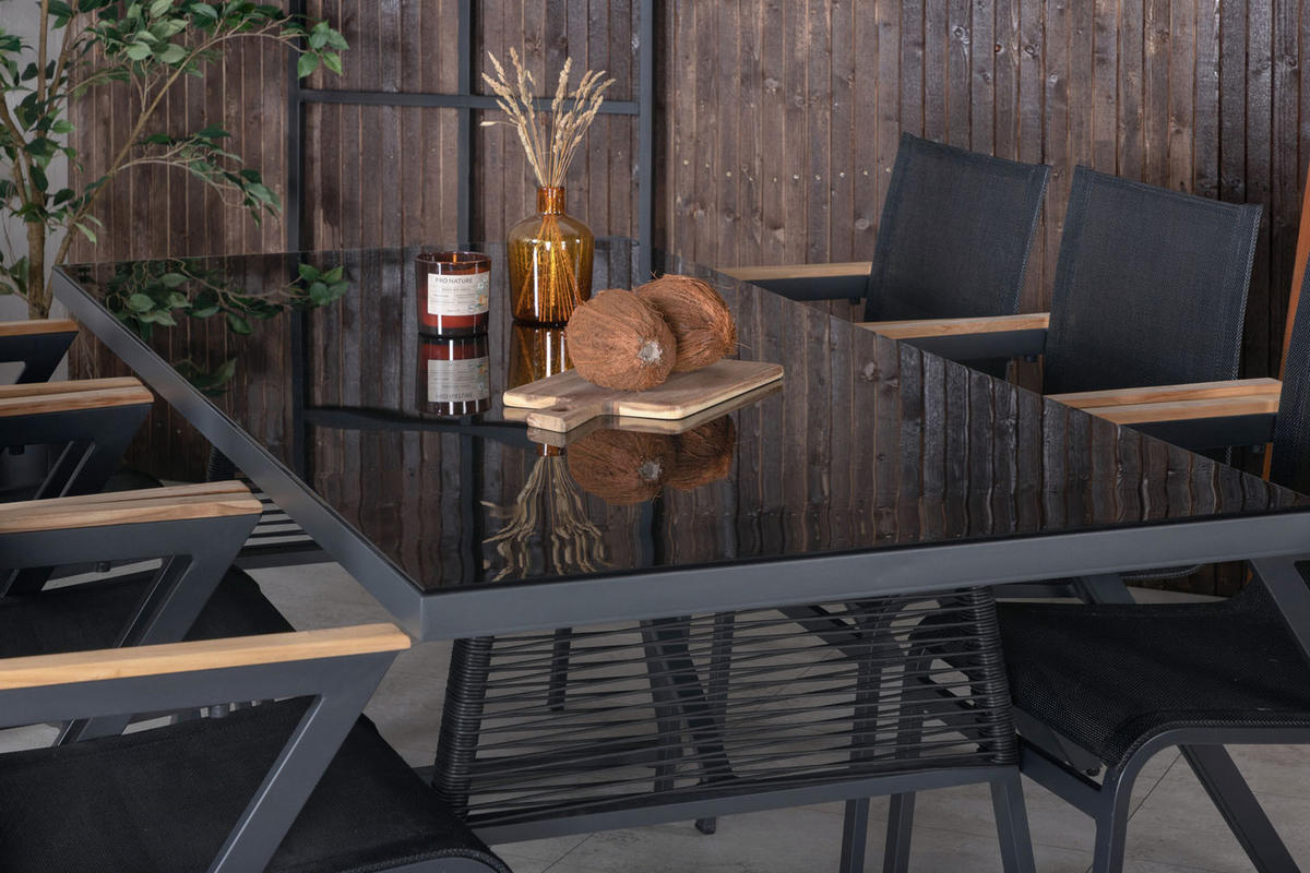 GARTENTISCH Schwarz - Schwarz, Holzwerkstoff (193/90/77cm) - ebuy24