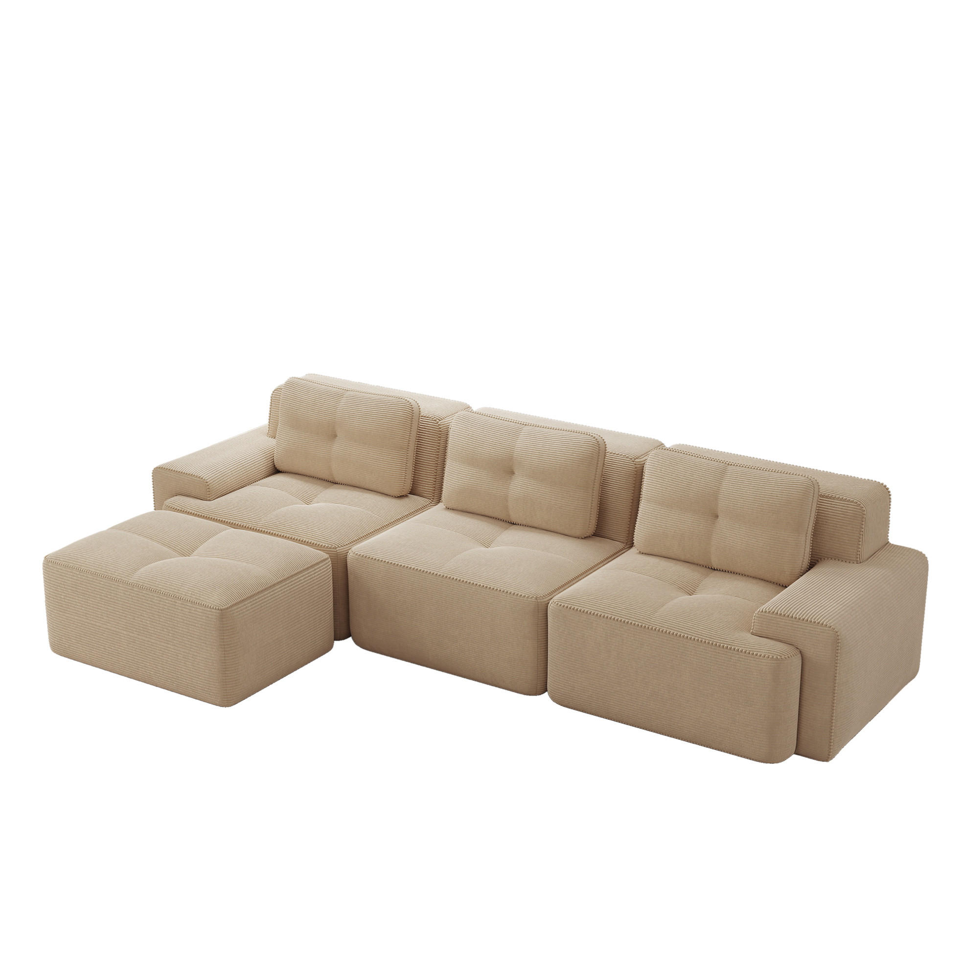 ECKSOFA aus Cord in Beige mit boneless Design - Beige, Textil (177/293cm) - Modfu
