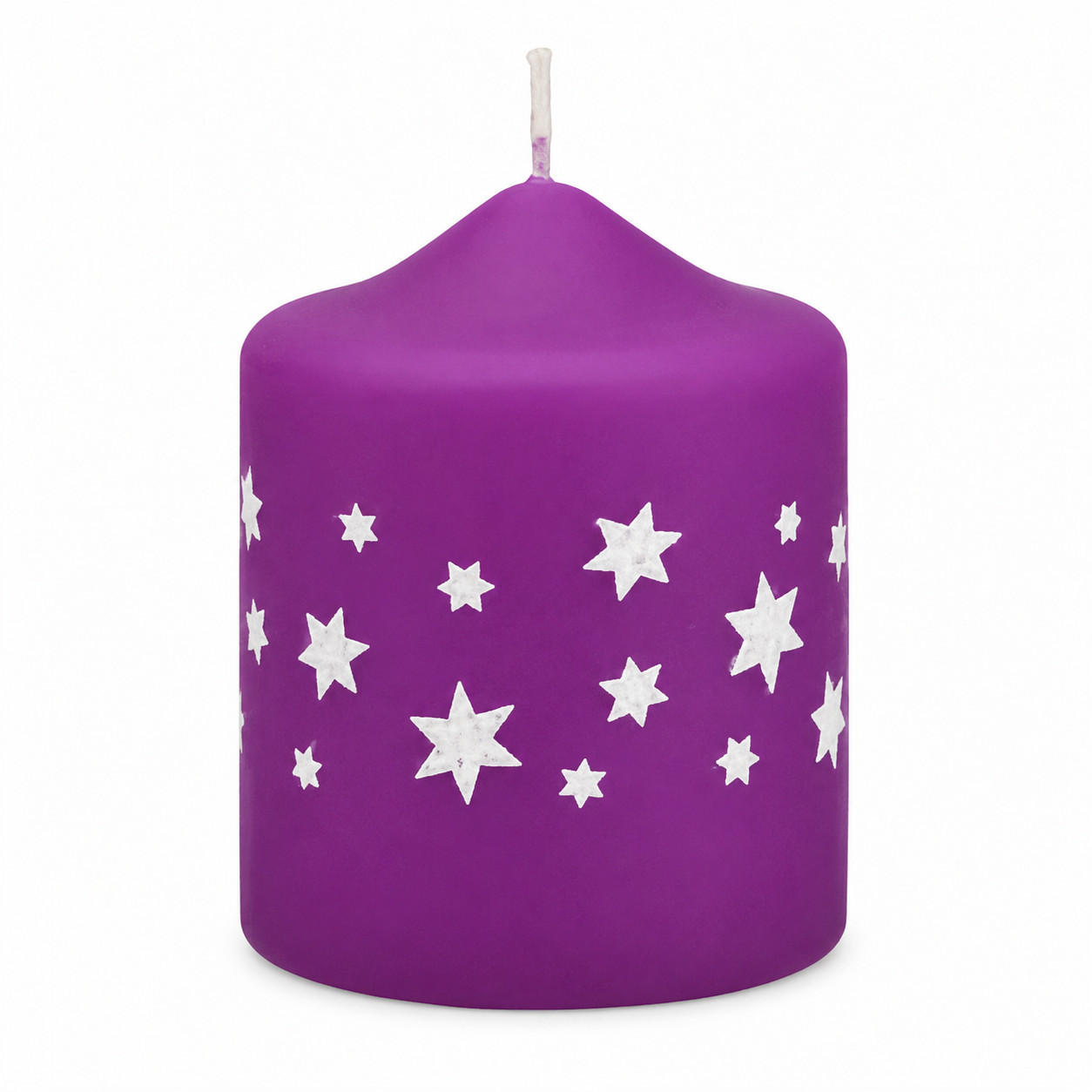 ADVENTSKERZEN Estrellas in Samtlook Purple Lila 8 x 6 cm, 4er Set - Lila, Paraffin (6/8/8cm) - Kopschitz Kerzen