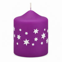 ADVENTSKERZEN Estrellas in Samtlook Purple Lila 8 x 6 cm, 4er Set - Lila, Paraffin (6/8/8cm) - Kopschitz Kerzen