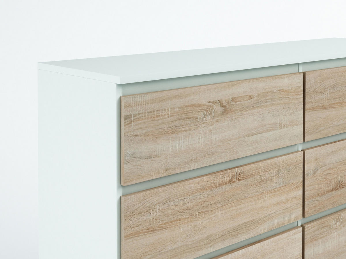 KOMMODE Weiß, Sonoma 139/102/39 - Weiß/Sonoma Eiche, Holzwerkstoff (139/102/39cm) - RAUMHIRSCH FURNITURE