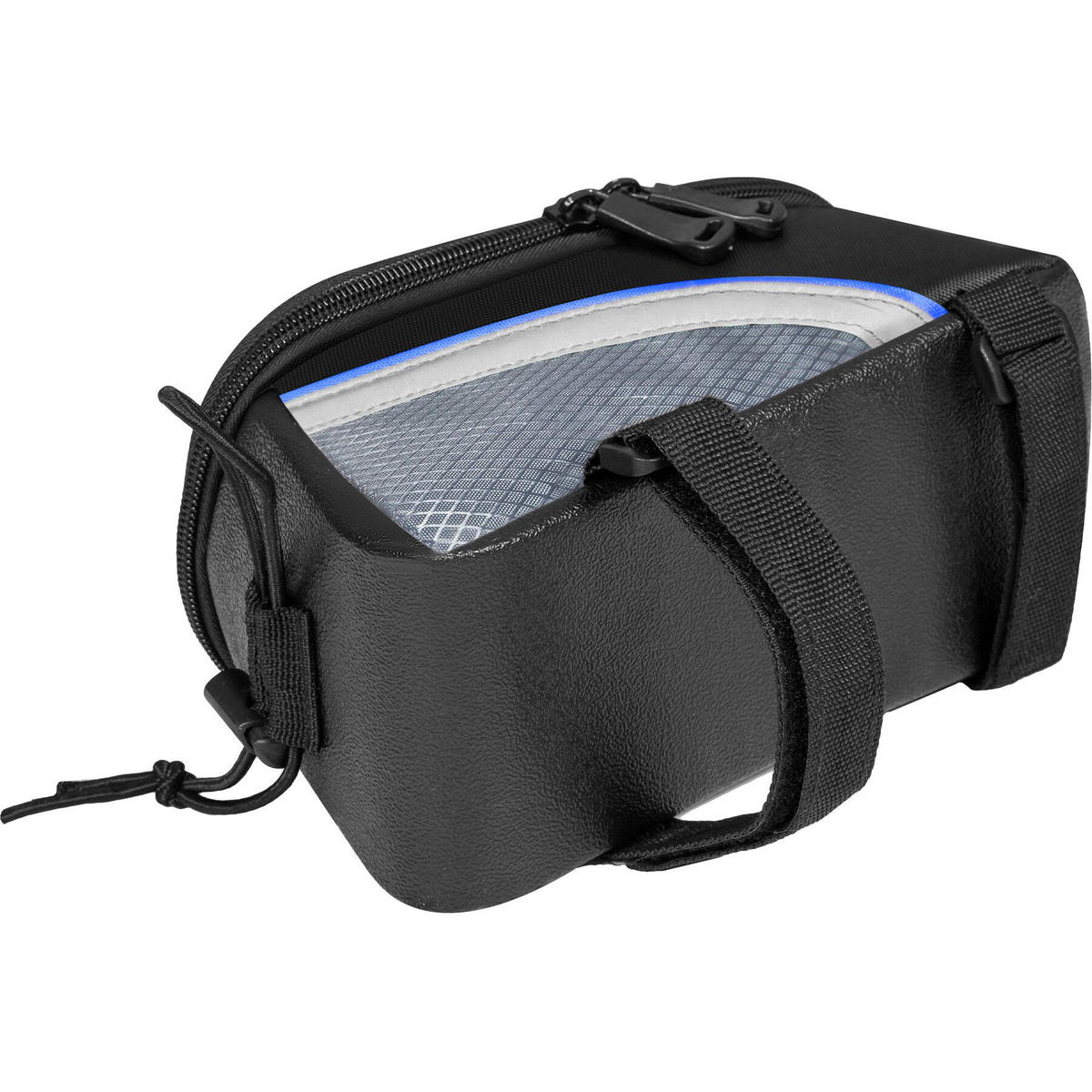 FAHRRADTASCHE Georg mit Fahrradrahmentasche ,wasserabweisend und robust,schwarz/blau - Blau/Schwarz, Textil (9.5/10/20cm) - tectake