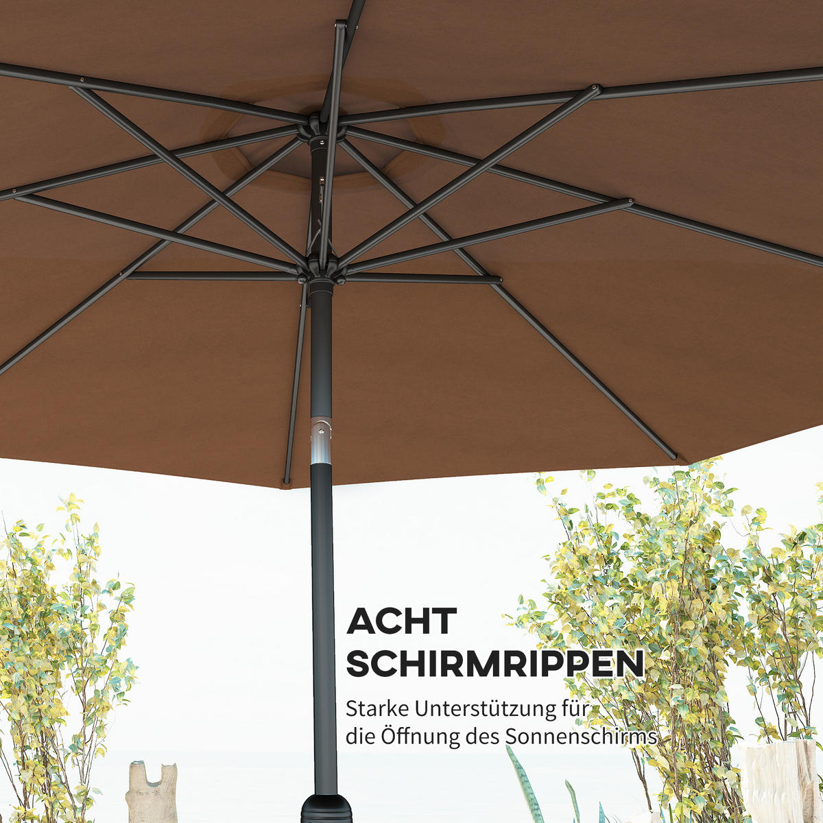 SONNENSCHIRM DE-05556 Mit Handkurbel Braun - Mokka, Textil/Metall (295/295cm) - ComfortXL