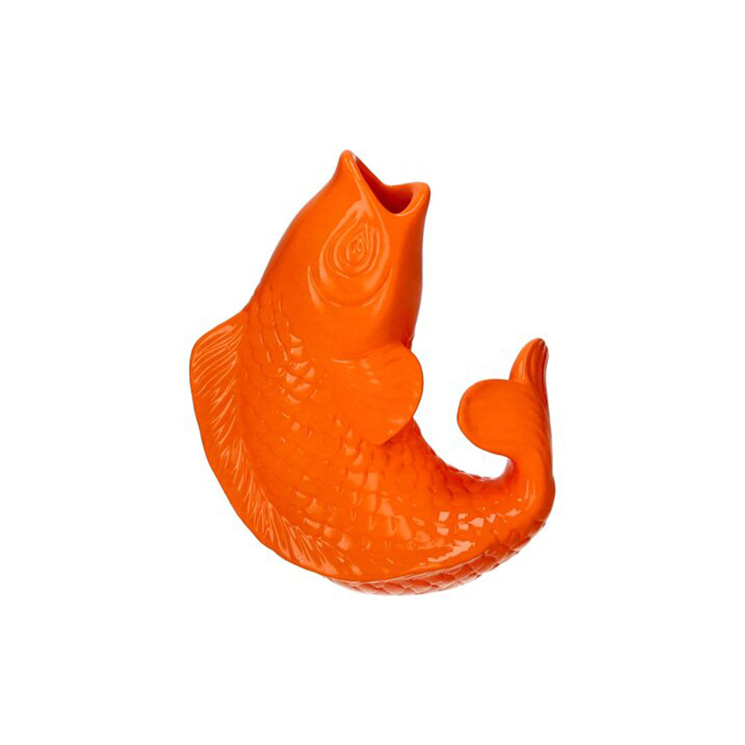 VASE Mamsell Koi XS, Fisch-Form, Steingut, Neon Orange, H 15.5 cm - Orange, Keramik (15.5cm) - Gift Company