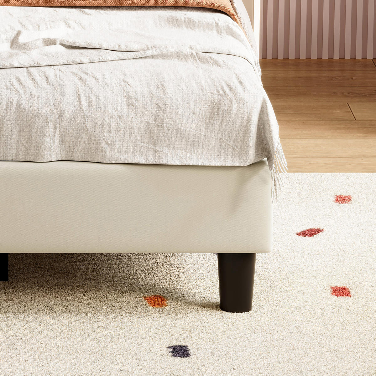 KINDERBETT 90x200 cm verstellbares Kopfteil beige - Beige, Holz (90/200cm) - LEBENLANG