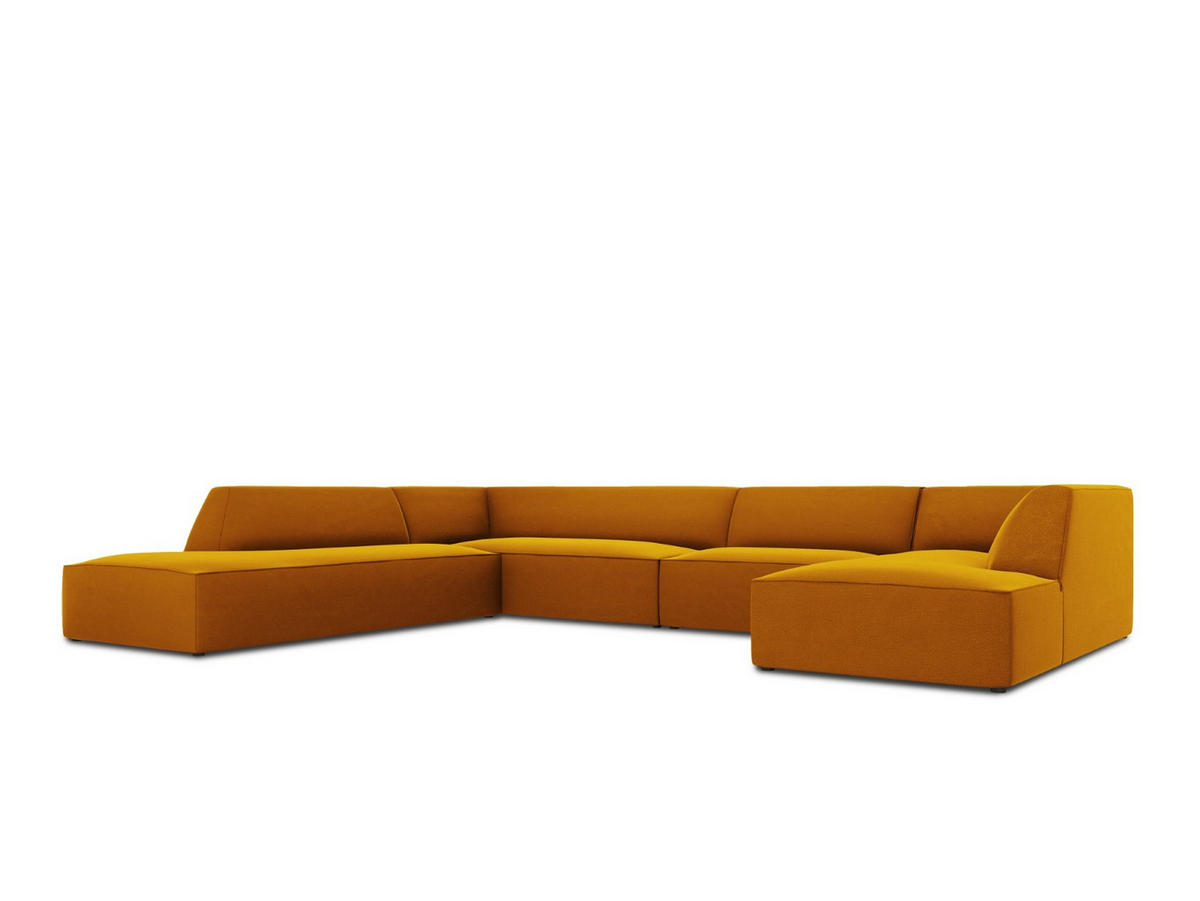 PANORAMASOFA links Ruby aus Samt gelb 7 Sitzplätze - Gelb, Textil (273/69/366cm) - Micadoni