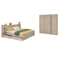 SCHLAFZIMMER komplett Set Stauraumbett 160x200 und Kleiderschrank - Eichefarben, Holz/Holzwerkstoff (160/203/200cm) - Parisot Meuble