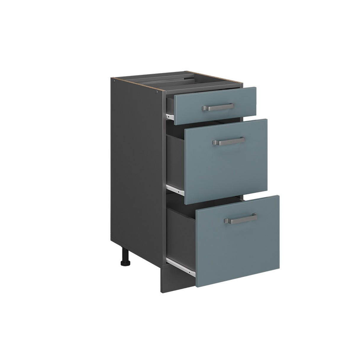 KÜCHENUNTERSCHRANK R-Line Blau-Grau 40 cm mit Schubladen, AP Anthrazit - Anthrazit/Blaugrau, Holzwerkstoff (40/81.6/60cm) - Vicco