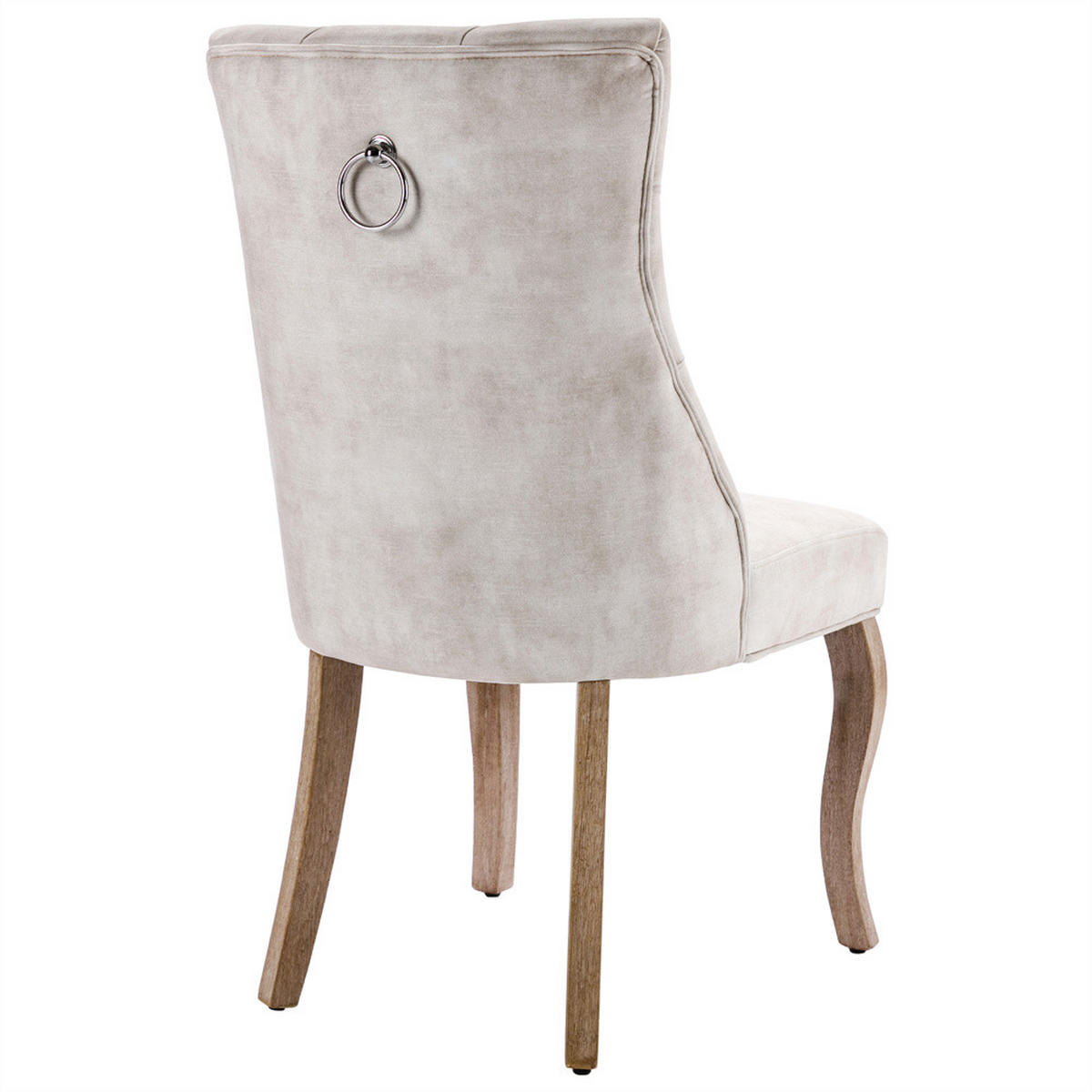STUHL-SET 6 Stück in Hellbeige Samt - Beige, Holz/Fell (47/97/51cm) - KOMHTOM