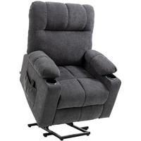 ELEKTRISCHER Relaxsessel in Dunkelgrau 95x91x109 cm mit Aufstehhilfe, Massage und Wärmefunktion - Dunkelgrau, Textil (91/109/95cm) - IVMEU