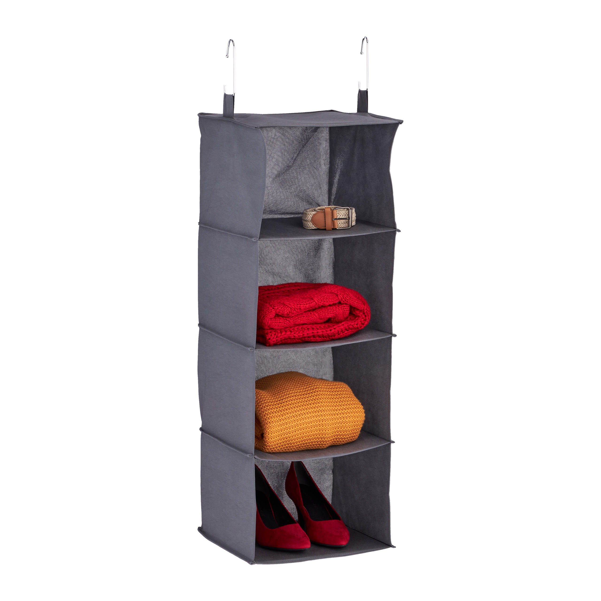 ZÁVESNÝ regál do skrine - sivá, kompozitné drevo/textil (30cm) - Relaxdays