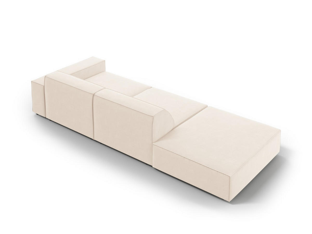 SOFA Jodie aus Samt leichtes beige 3 Sitzplätze - Beige, Textil (262/70/102cm) - Micadoni