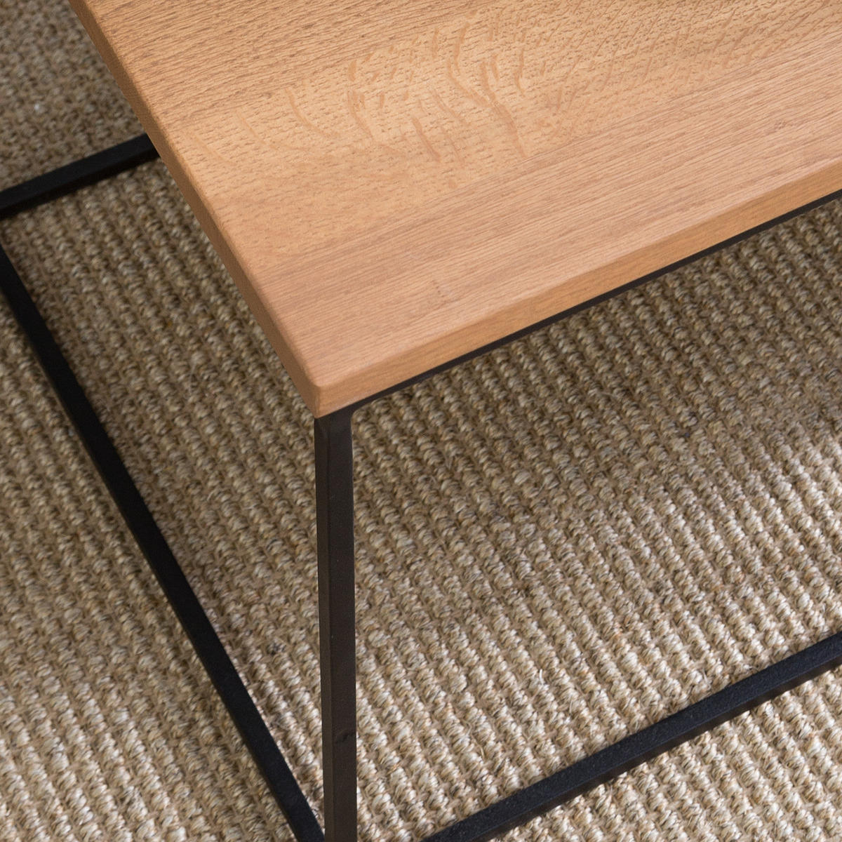 BEISTELLTISCH - Eiche massiv / Metall - Eichefarben, Holz/Metall (40/40/40cm) - home24