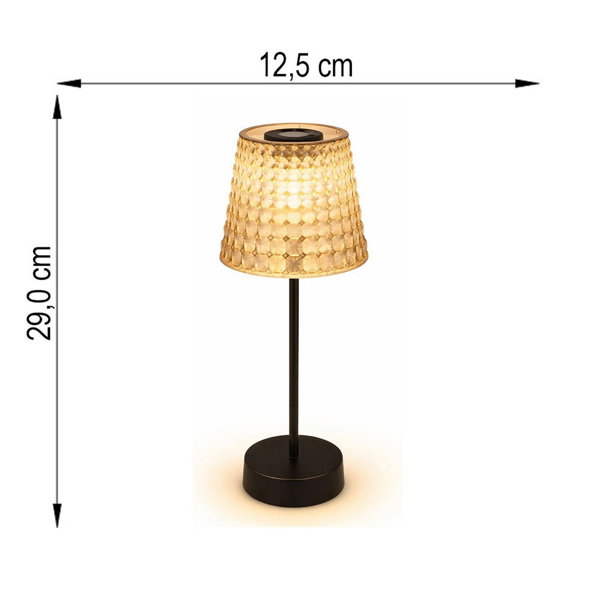 SOLARLEUCHTE LED Kunststoff rauchfarben Tischlampe, 4er Set - Schwarz, Kunststoff (12.5/12.5/29cm) - Globo Lighting