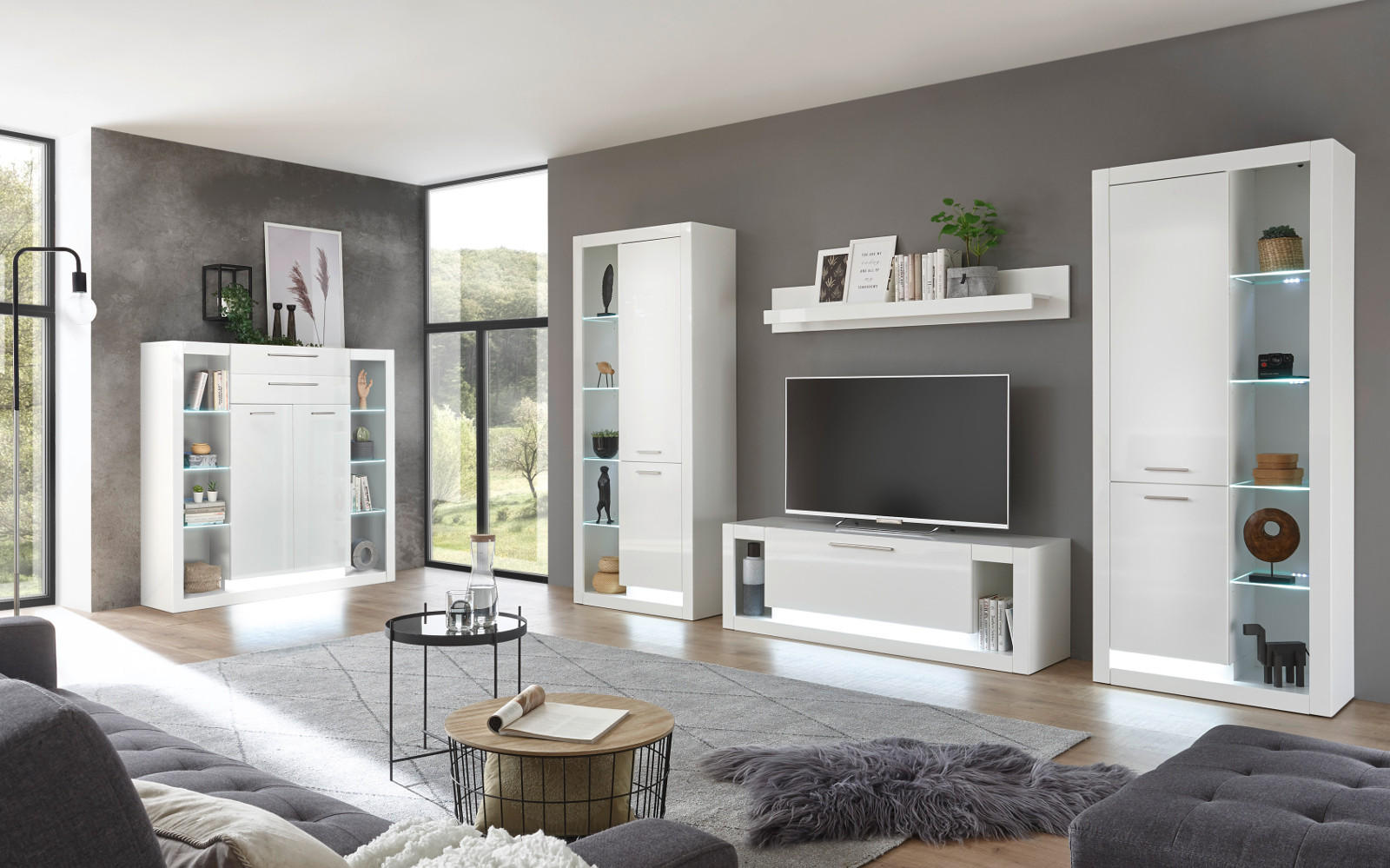 Furn.Design Wandboard Weiß Hochglanz 150x20x21 cm