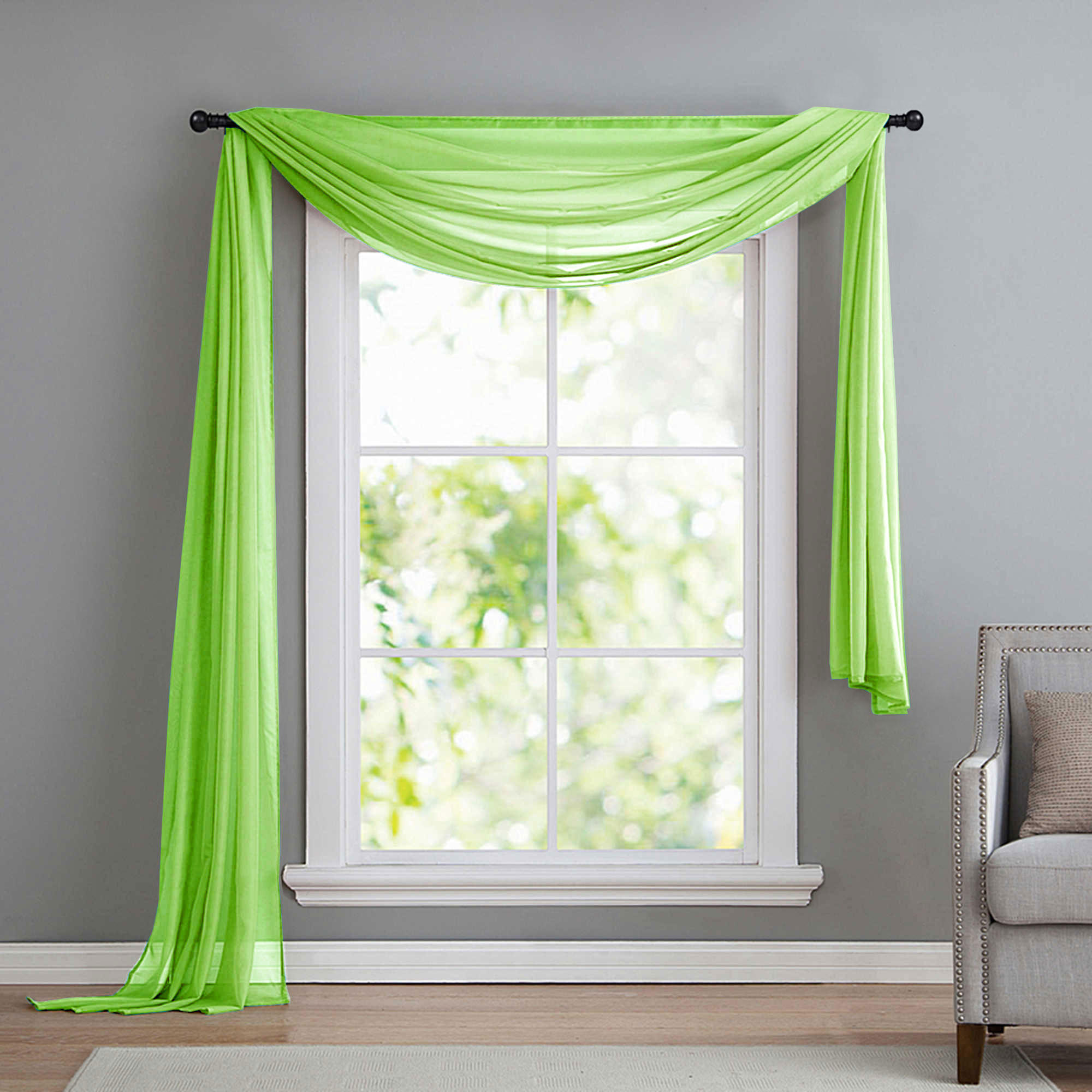 QUERBEHANG 1ER SET HxB 140x600 Apfelgrün - Hellgrün, Textil (140/600cm) - Gardinenbox