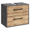 WASCHBECKENUNTERSCHRANK Florence 2 Schubladen Kastanien Eiche / Grau - 60 x 35 x 47 cm - Eichefarben/Grau, Holz (60/47/35cm) - Badplaats
