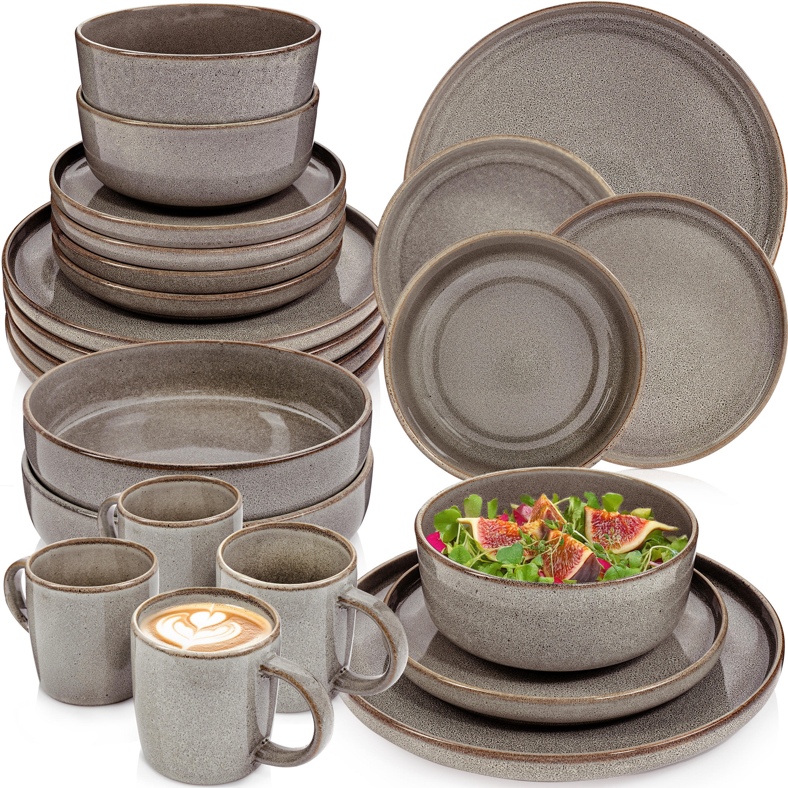 TAFELSERVICE KAIRO GRAPHIT - 30 teilig aus Steingut - Braun, Keramik (70/30/70cm) - Sänger
