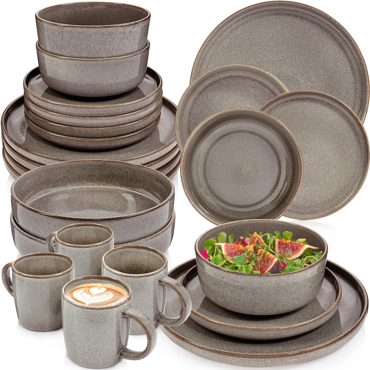 TAFELSERVICE KAIRO GRAPHIT - 30 teilig aus Steingut - Braun, Keramik (70/30/70cm) - Sänger