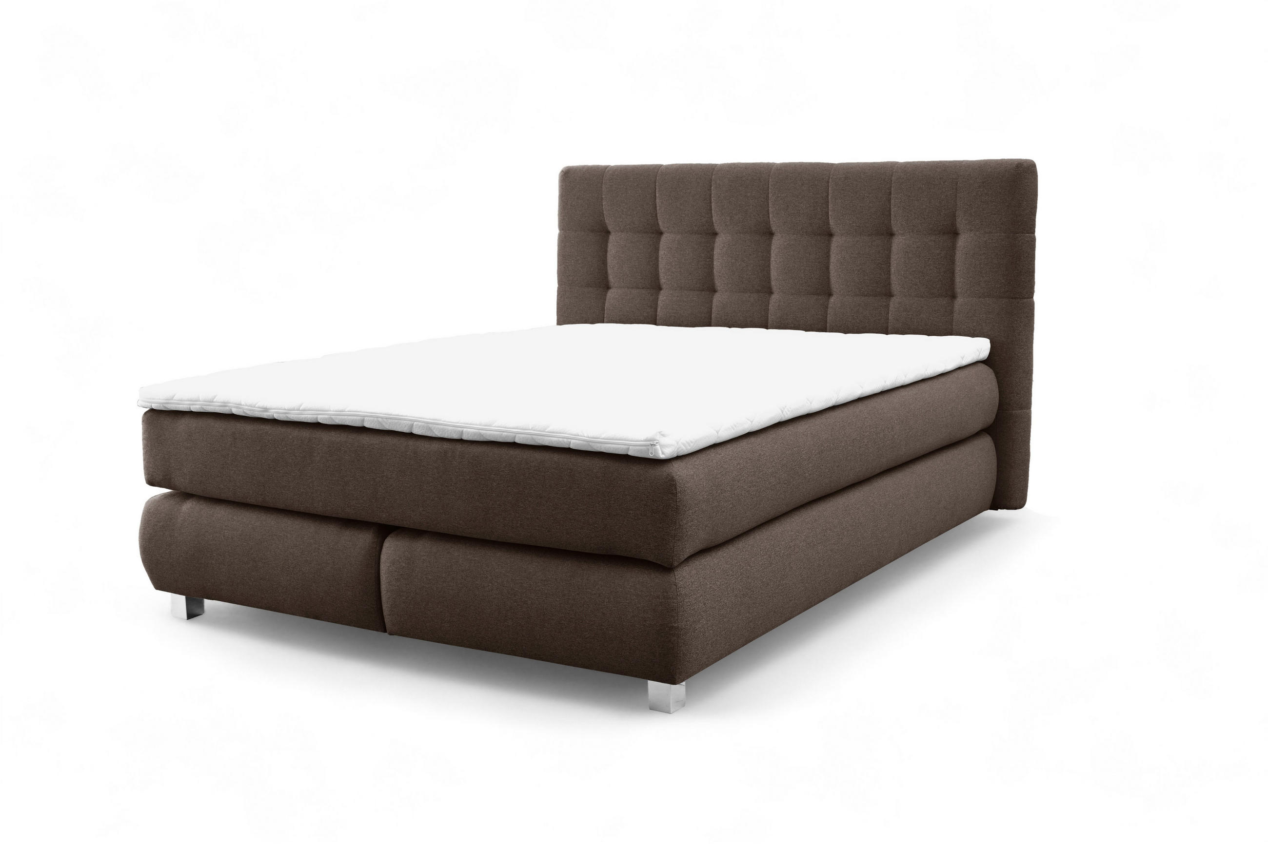 BOXSPRINGBETT Ben mit Pocketmatratze und Bonellmatratze inkl. Topper - Braun, Textil (200/200cm) - AN-Moebel 4u