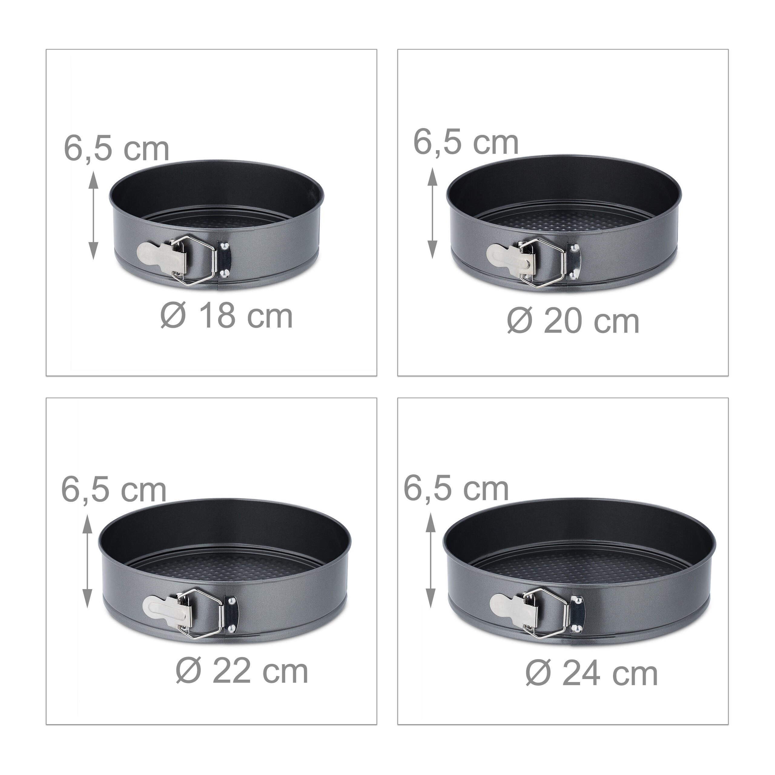 4XSPRINGFORM - Anthrazit, Metall (24/6.5/24cm) - Relaxdays