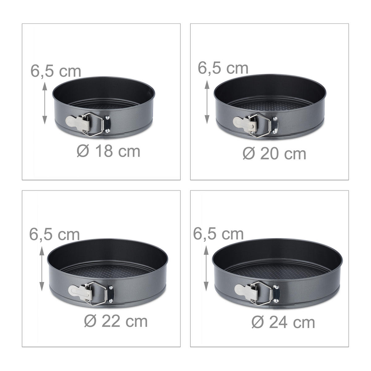 4XSPRINGFORM - Anthrazit, Metall (24/6.5/24cm) - Relaxdays