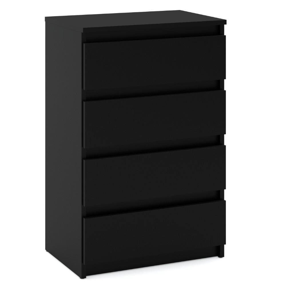 KOMMODE mit 4 Schubladen – Schwarz - Schwarz, Holz (60/92.5/33.5cm) - Stiv Meble