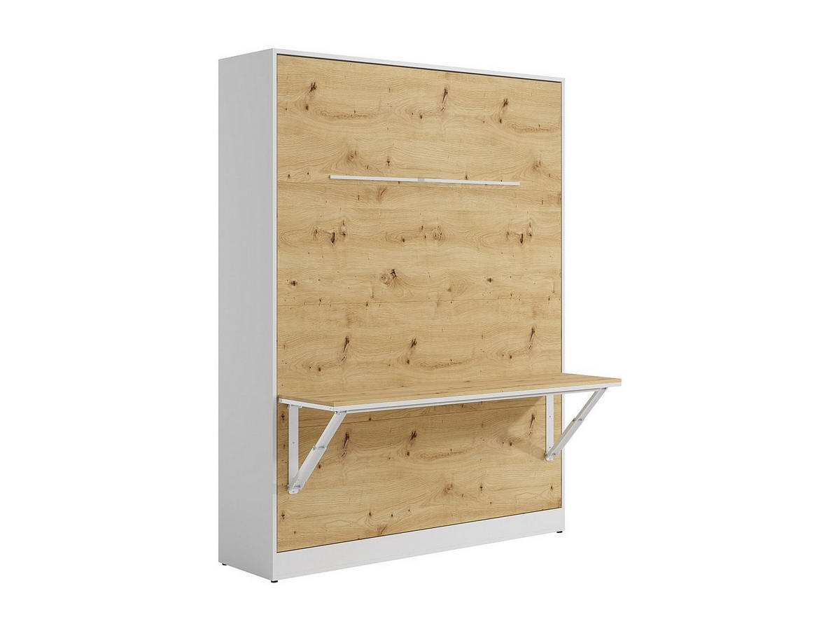 SCHRANKBETT - 2 Personen - holz - naturfarben hell, weiß Rapili - Weiß, Holz/Metall (140/200cm) - Vente-Unique