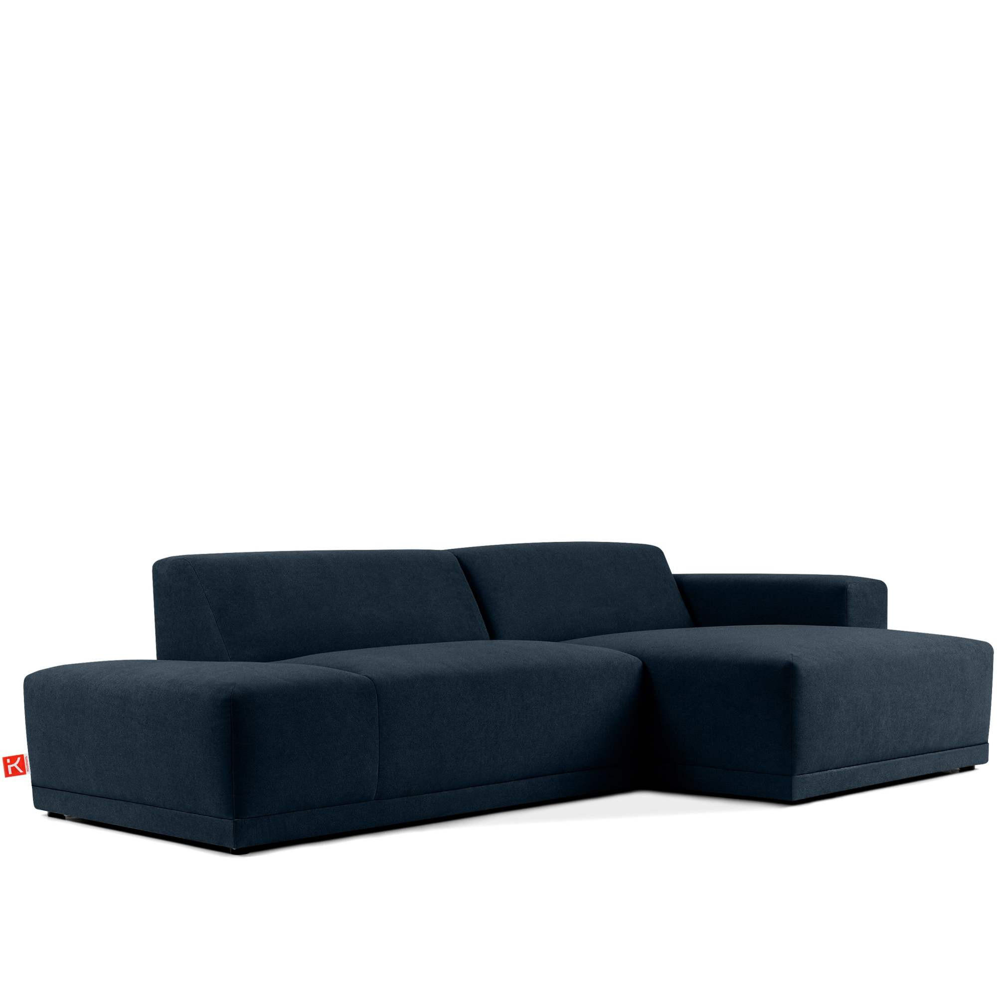 ECKSOFA RECHTS MUDI in moderner Optik mit hochwertigem Kaltschaum, Cord-Stoff, Dunkelblau - Schwarz/Dunkelblau, Textil (280/160cm) - KONSIMO®
