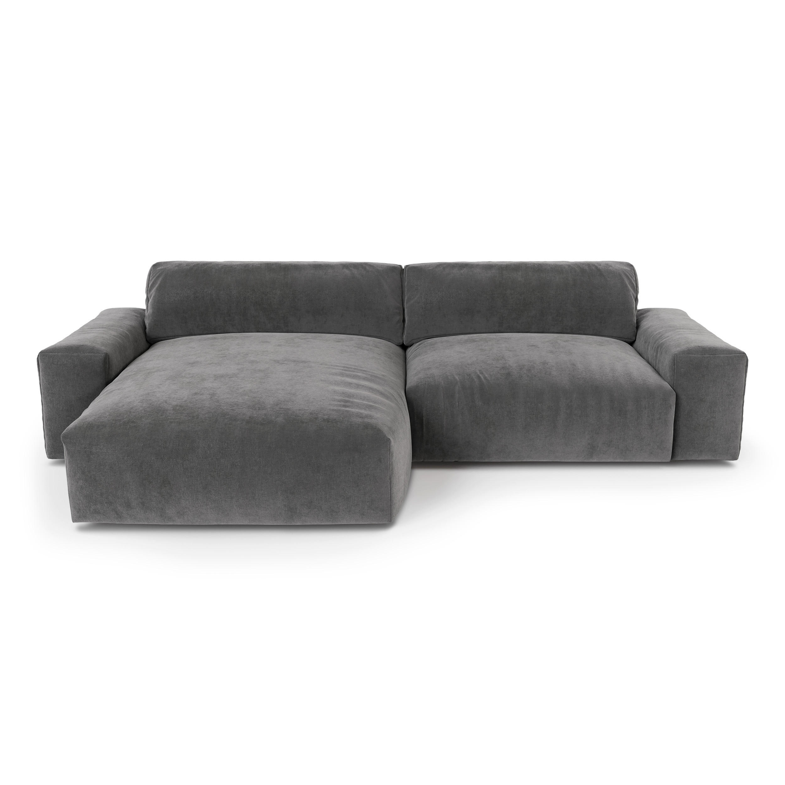 ECKSOFA LINKS Samt Graphitgrau 310cm - Graphitfarben/Grau, Textil (174/310cm) - Sia Home
