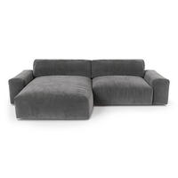 ECKSOFA LINKS Samt Graphitgrau 310cm - Graphitfarben/Grau, Textil (174/310cm) - Sia Home